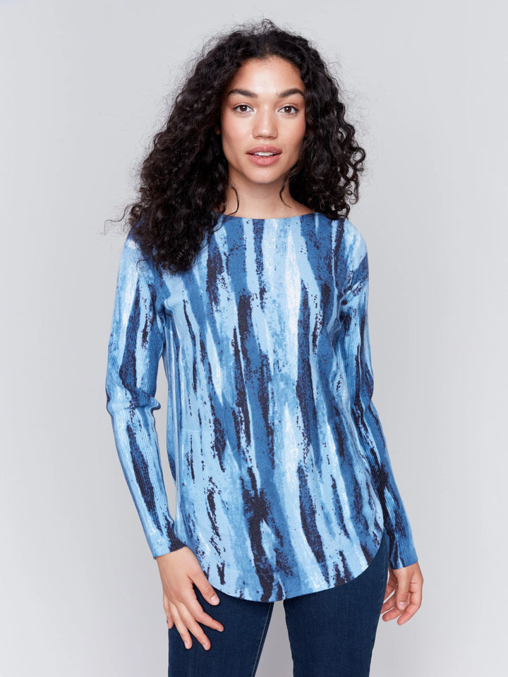 Printed Plush Knit Sweater