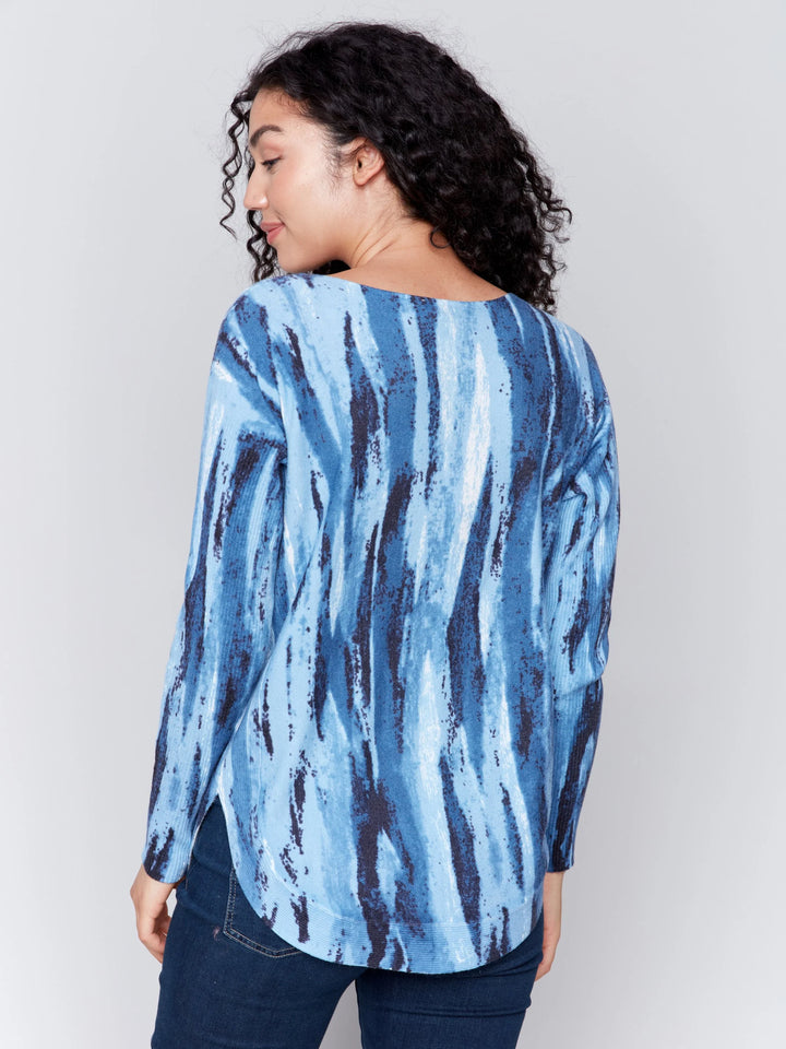 Printed Plush Knit Sweater