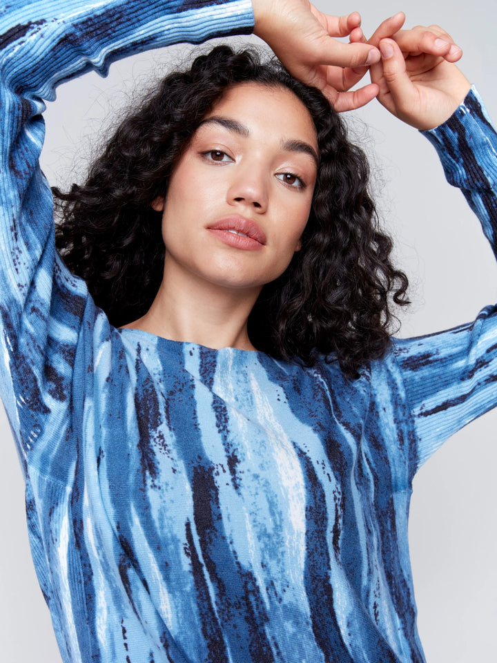 Printed Plush Knit Sweater